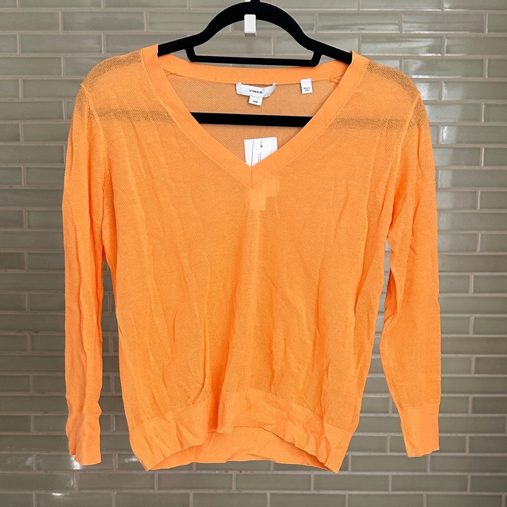 Vince Tangerine V-Neck Top